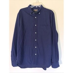 Beams from Japan Navy Blue Cotton Long Sleeved Pocket Button Down Shirt Mens XL